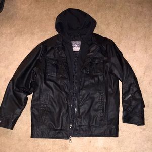 Boys leather jacket hoodie
